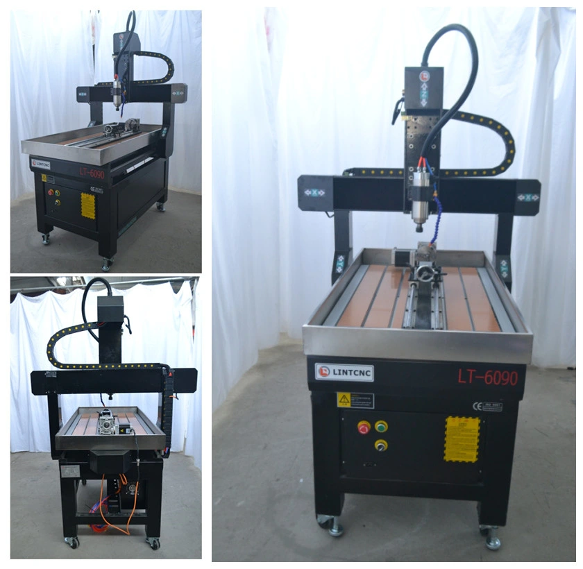 Advertising Mini Machine CNC Router 6090 with Vacuum Table and 80mm Rotary Axis